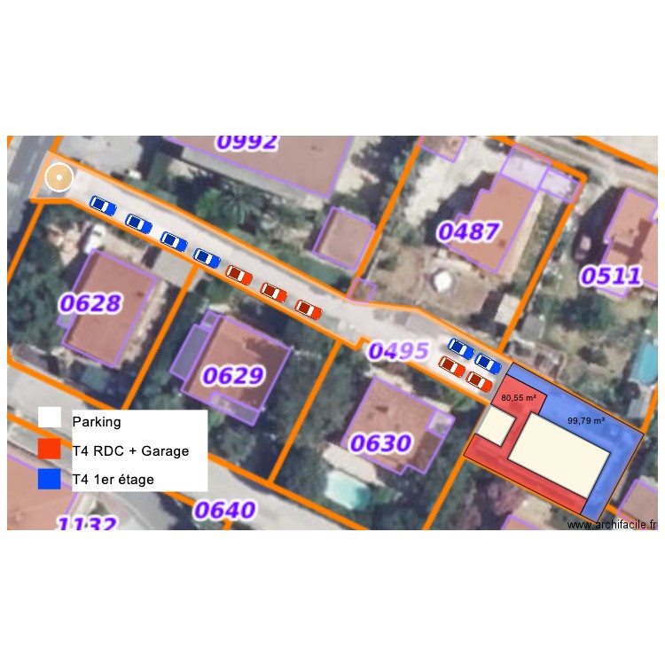 six fours les plages. Plan de 2 pièces et 100 m2