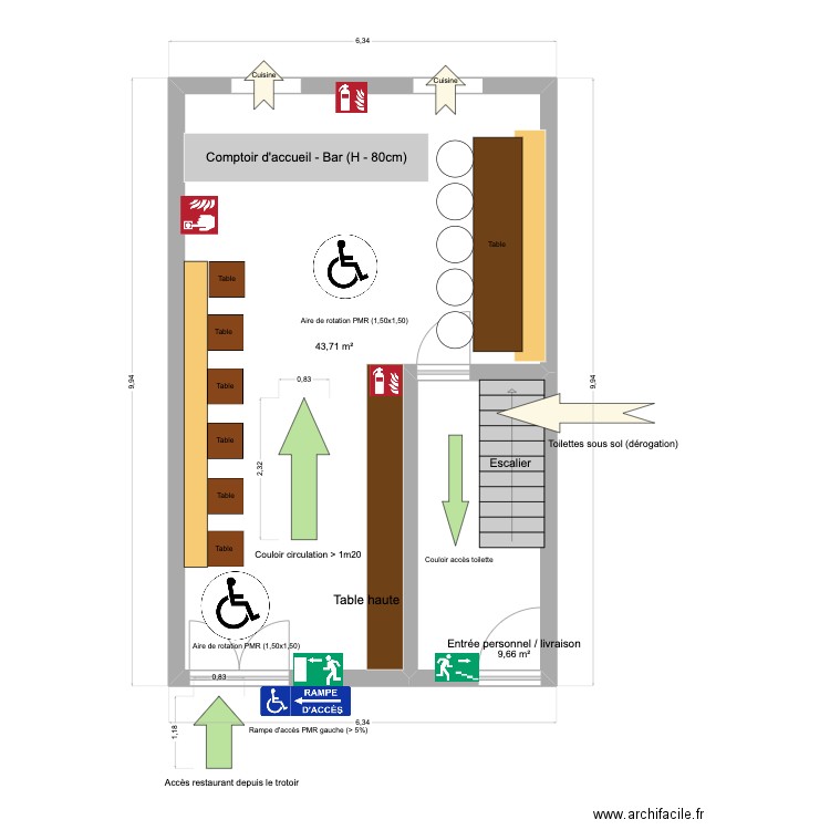 Salle de reception Brianchaude. Plan de 2 pièces et 53 m2