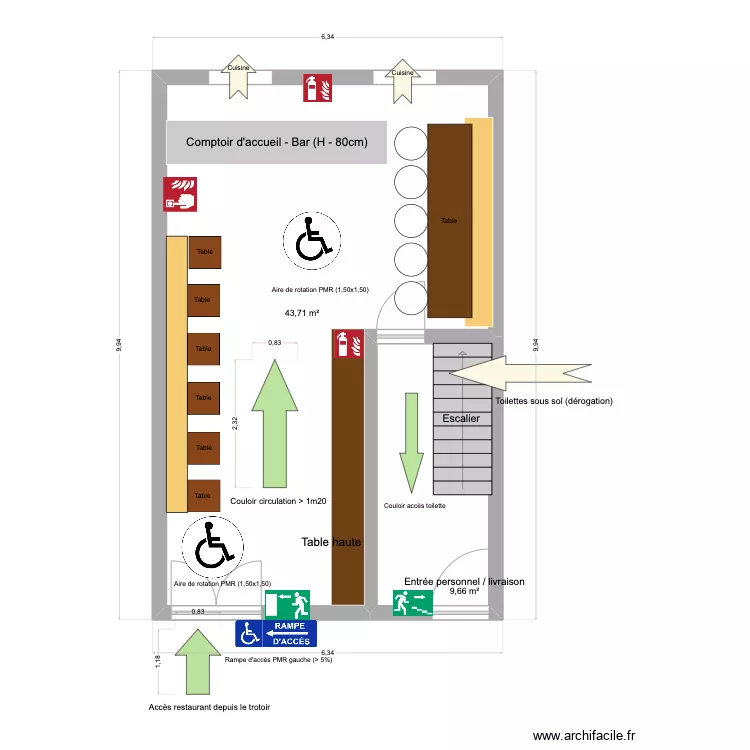Salle de reception Brianchaude. Plan de 