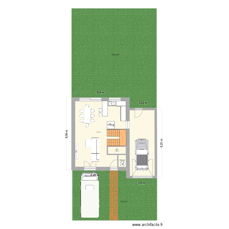 Maison peuplier 3CH. Plan de 10 pièces et 120 m2