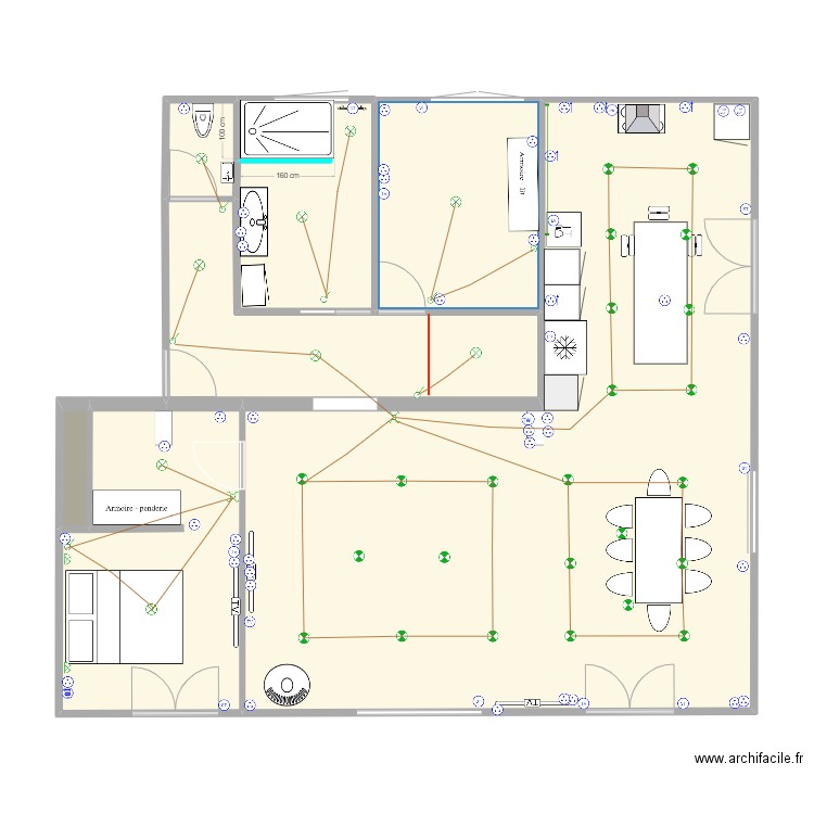 plan appart. électricité. Plan de 7 pièces et 107 m2