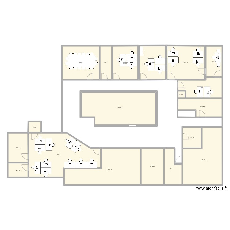 Plan RDC gauche_VB. Plan de 19 pièces et 303 m2