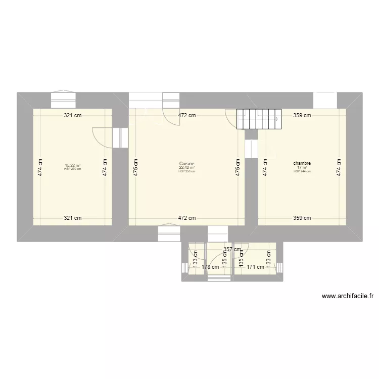 RDC avec cotations. Plan de 