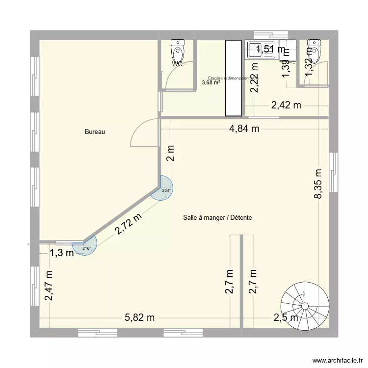 plan bureau GLI actuel. Plan de 4 et 68 m² plan bureau GLI actuel. Plan de 4 et 68 m²