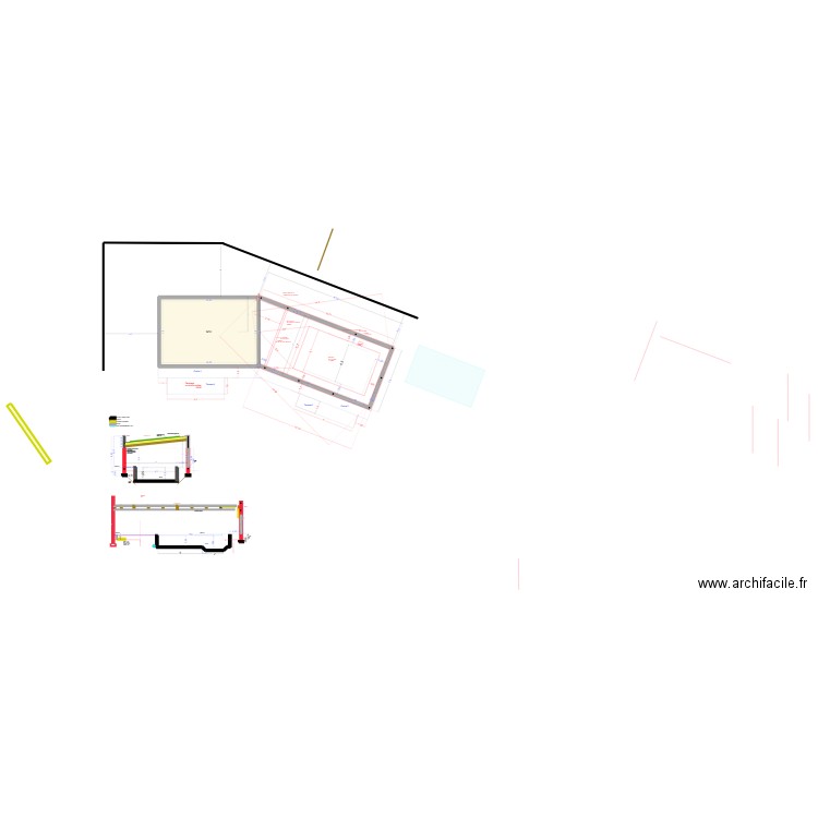 piscine béton mur brique  2025 v51. Plan de 1 pièce et 84 m2