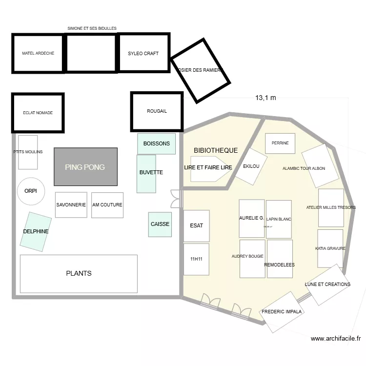marche. Plan de 2  et 175 m²