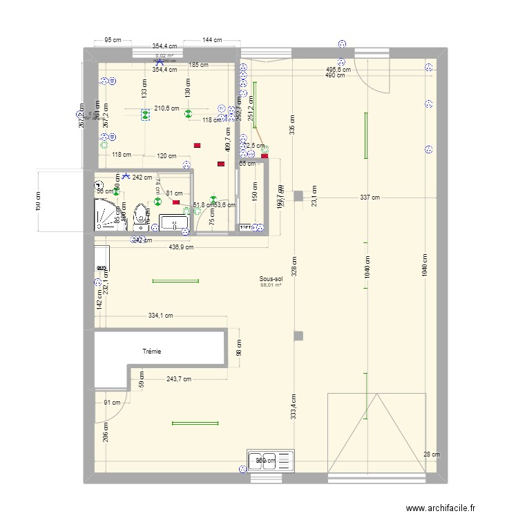 maison 39 sous-sol cotation electricité . Plan de 7 pièces et 87 m2