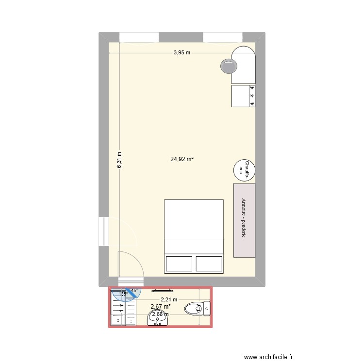 Martigues 2. Plan de 2 pièces et 28 m2