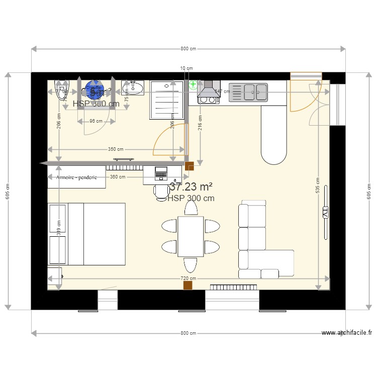 ANDLAU RDC 1. Plan de 2 pièces et 38 m2