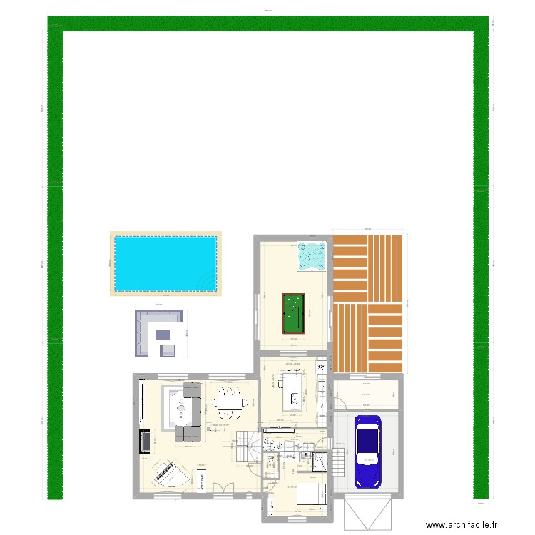 RDC 1. Plan de 7 pièces et 159 m2