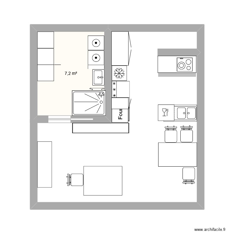 Salle de bain. Plan de 1 pièce et 7 m2