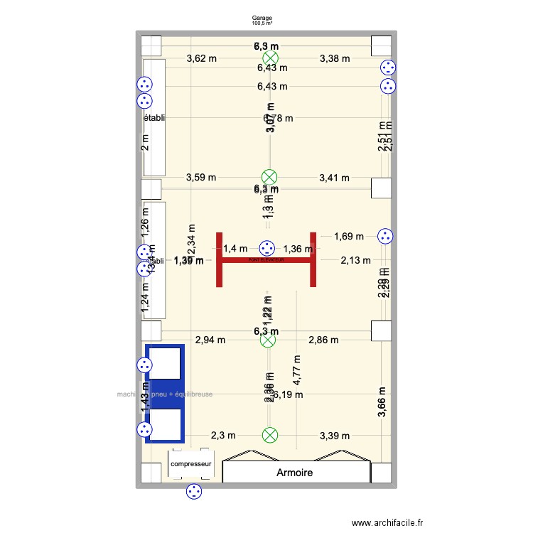 Atelier. Plan de 1 pièce et 101 m2