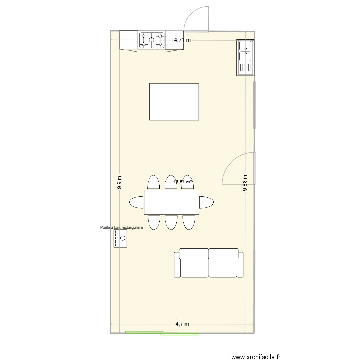 chessenay 1. Plan de 1 pièce et 47 m2