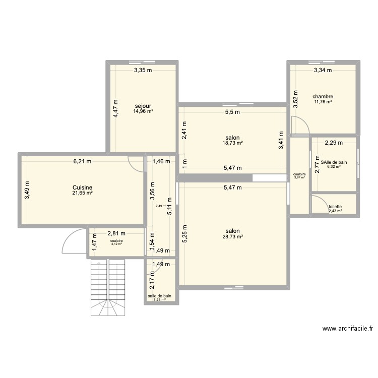 plan rdc actuel. Plan de 11 pièces et 123 m2