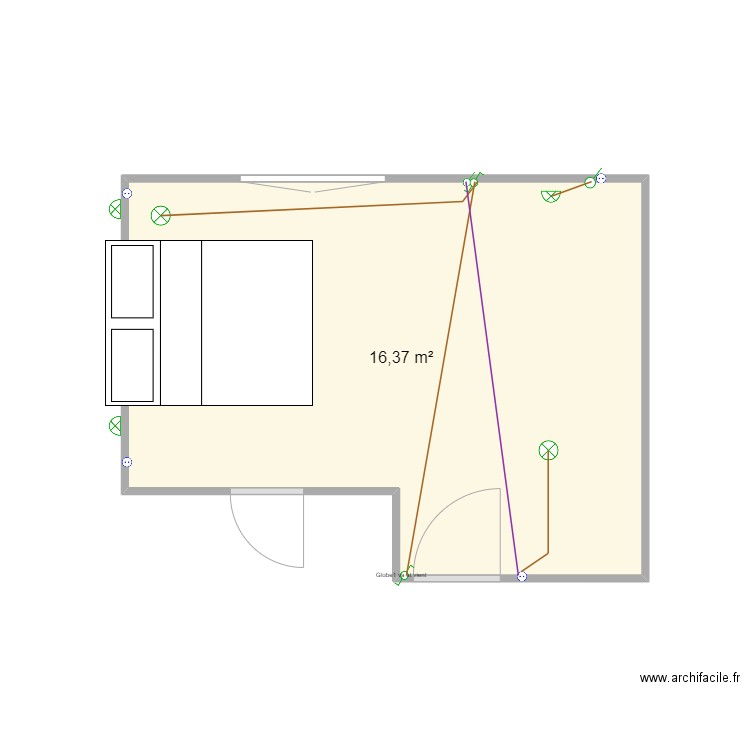 MASBED. Plan de 1 pièce et 16 m2