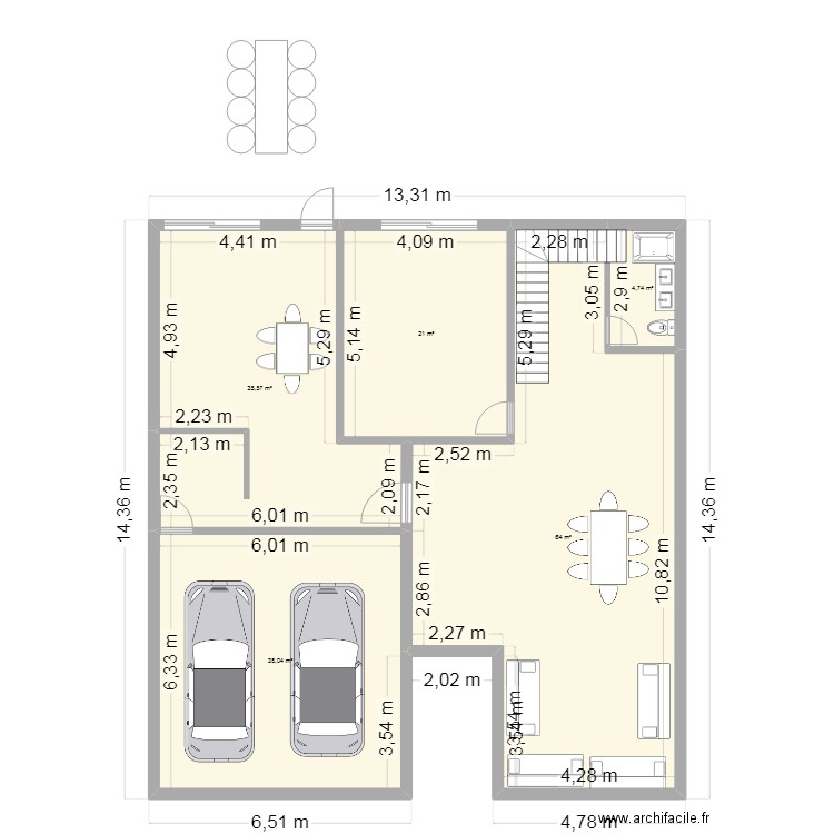 maison 3 250 m2. Plan de 5 pièces et 163 m2