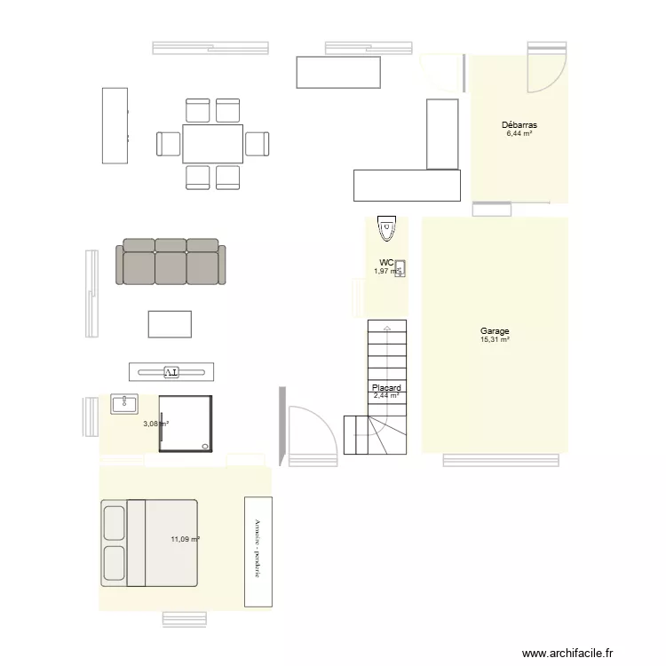 PLAN BAS ALEX. Plan de 6 Pièces et 40 m²