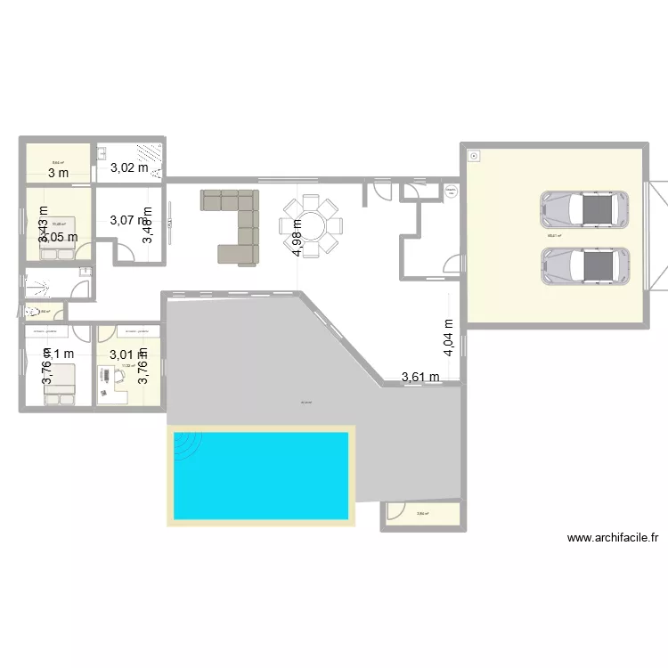castel. Plan de 6  et 98 m²