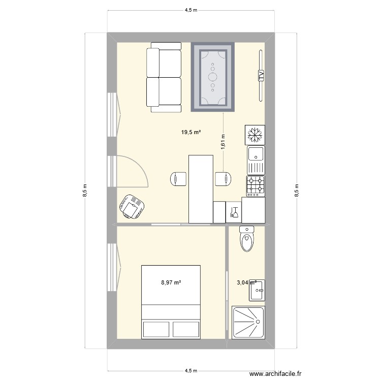 gite bassée 1 2 3 4. Plan de 0 pièce et 0 m2