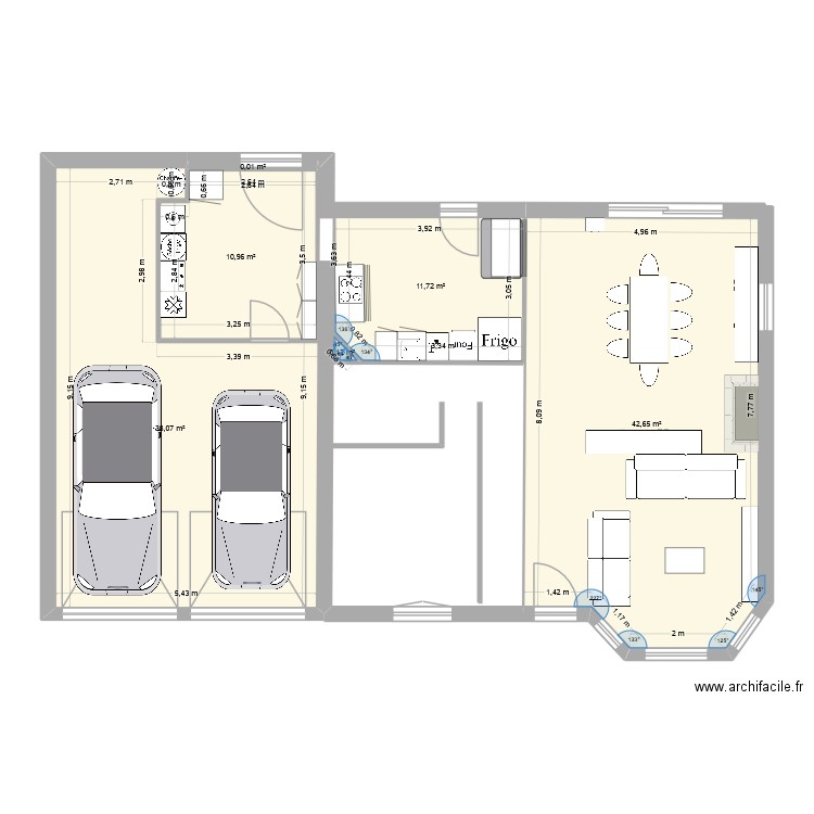 Plan Intérieur. Plan de 6 pièces et 104 m2