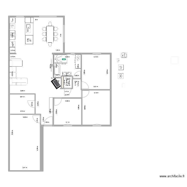 Rénovation. Plan de 6 pièces et 128 m2