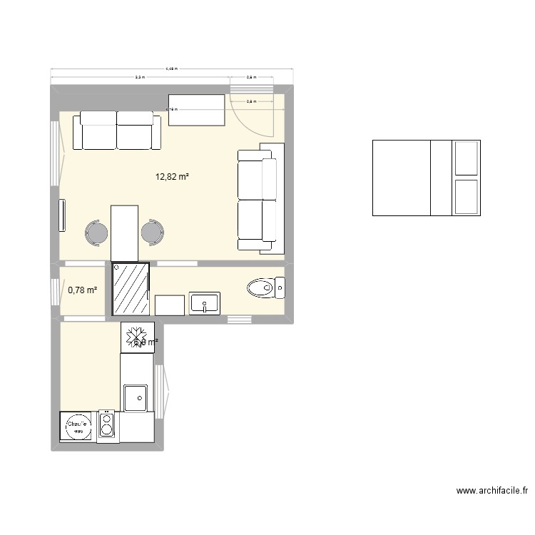 98 versailles_V4. Plan de 3 pièces et 20 m2