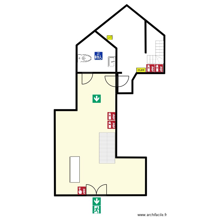 Carte Blanche RDC. Plan de 2 pièces et 372 m2