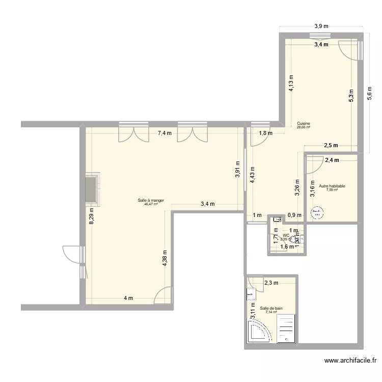 MORET Mich&egrave;le - Maison. Plan de 5  et 92 m²