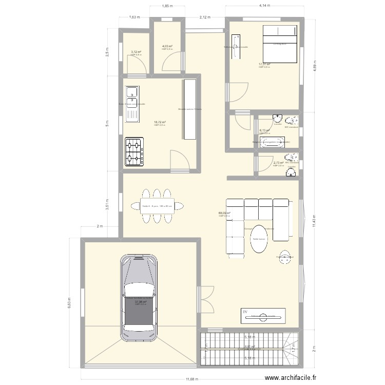 Ground floor. Plan de 9 pièces et 167 m2