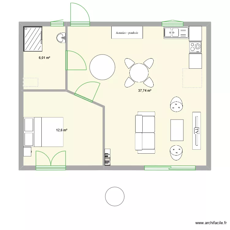 T2 &agrave; r&eacute;nover. Plan de 3  et 56 m²