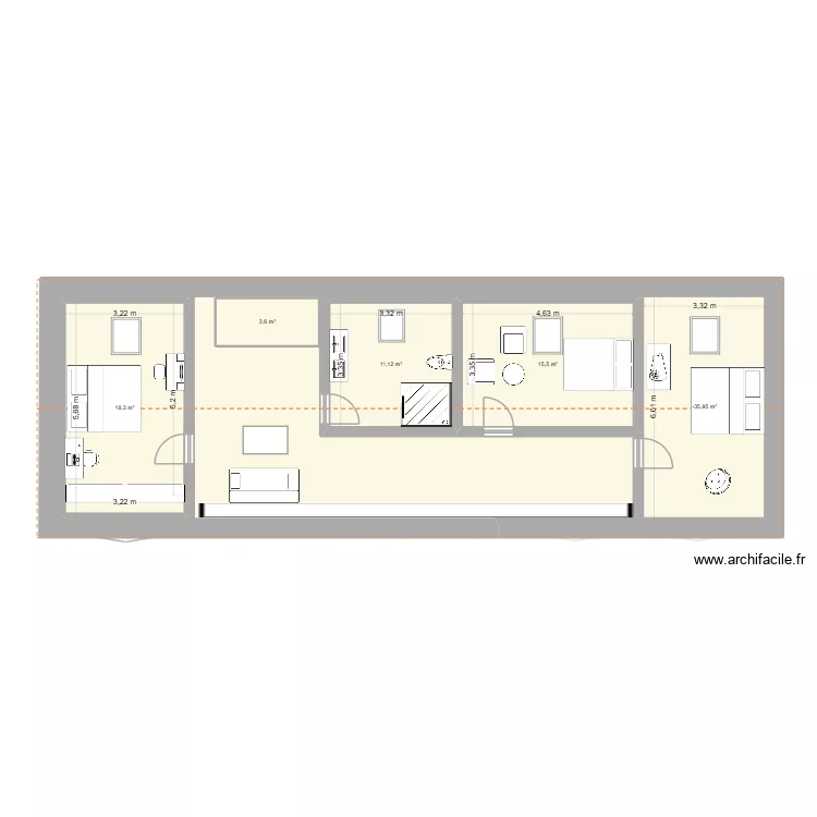 TEDDY. Plan de 8  et 151 m²