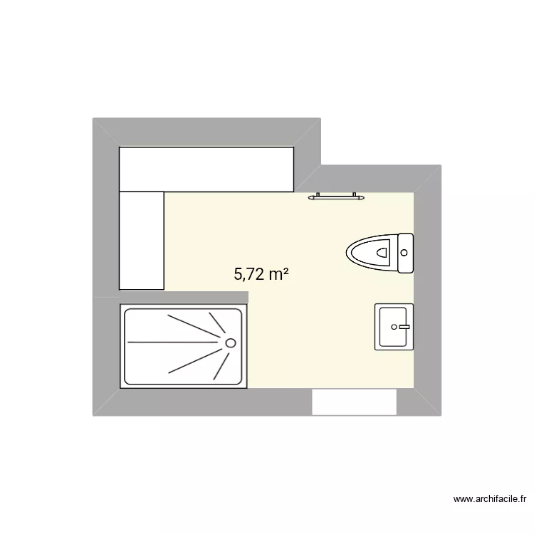 Salle d'eau etage v2. Plan de 1  et 6 m²