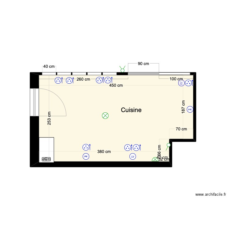 PLAN CUISINE NUE PORTE GALANDAGE. Plan de 0 pièce et 0 m2