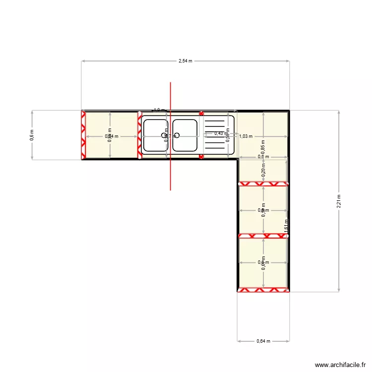 PLAN MACONNERIE CUISINE. Plan de 5  et 2 m²