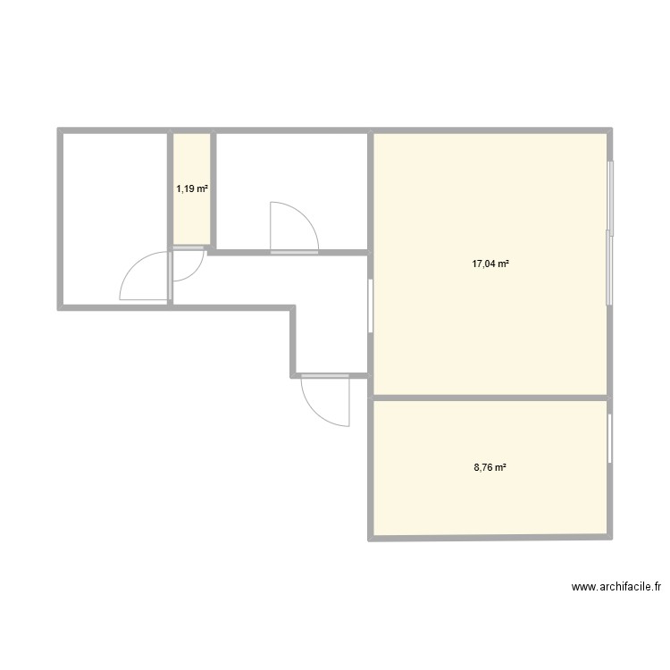 st lo. Plan de 3 pièces et 27 m2