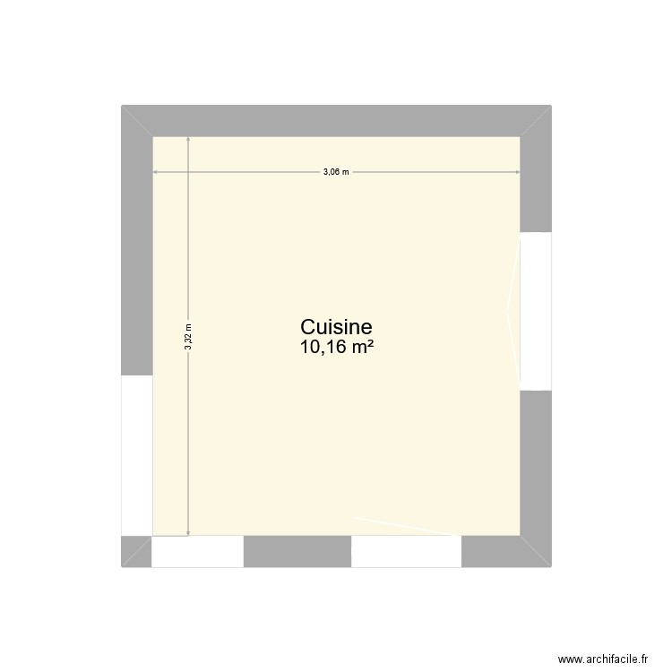 cuisine. Plan de 1 pièce et 10 m2