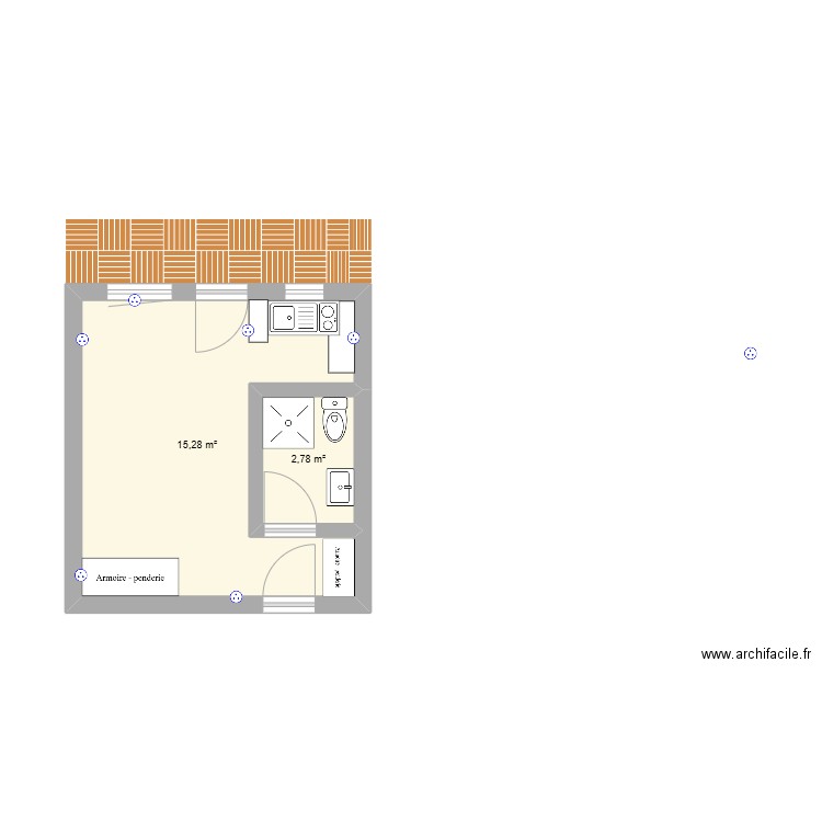 Appart Mtp. Plan de 2 pièces et 18 m2