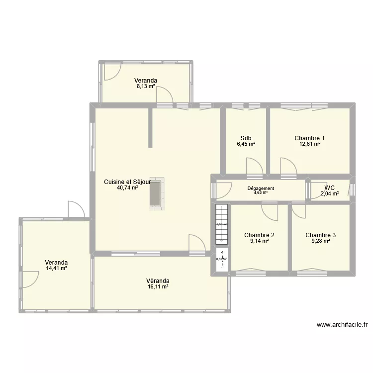 Plan 350 Montmain droit Existant. Plan de 