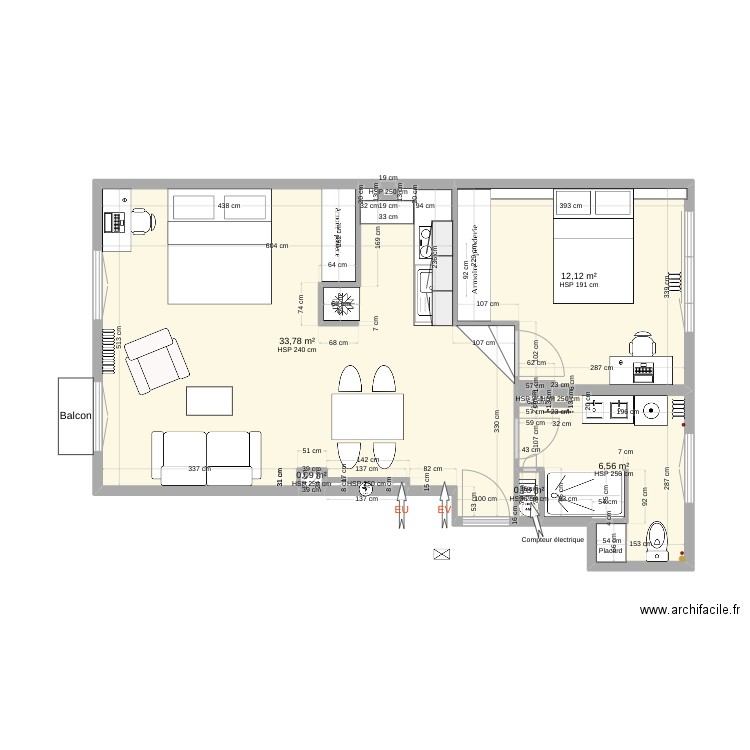 03 Boulogne Plan projet 4. Plan de 9 pièces et 53 m2
