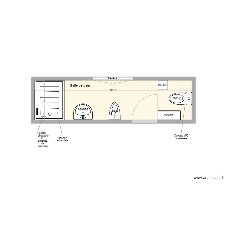 DECOMPS Jean-Michel SDB adaptation. Plan de 1 pièce et 6 m2