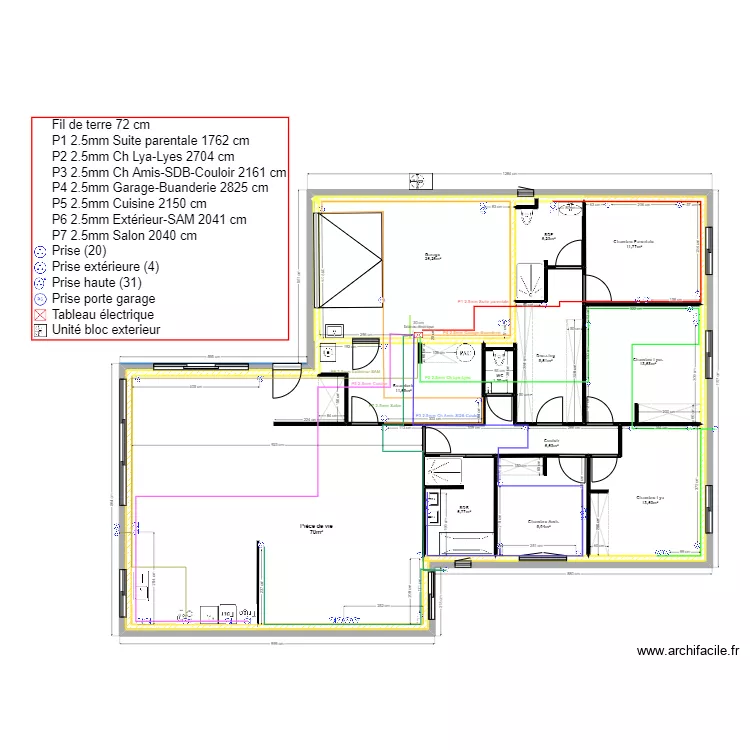Electricité prises. Plan de Electricité prises. Plan de