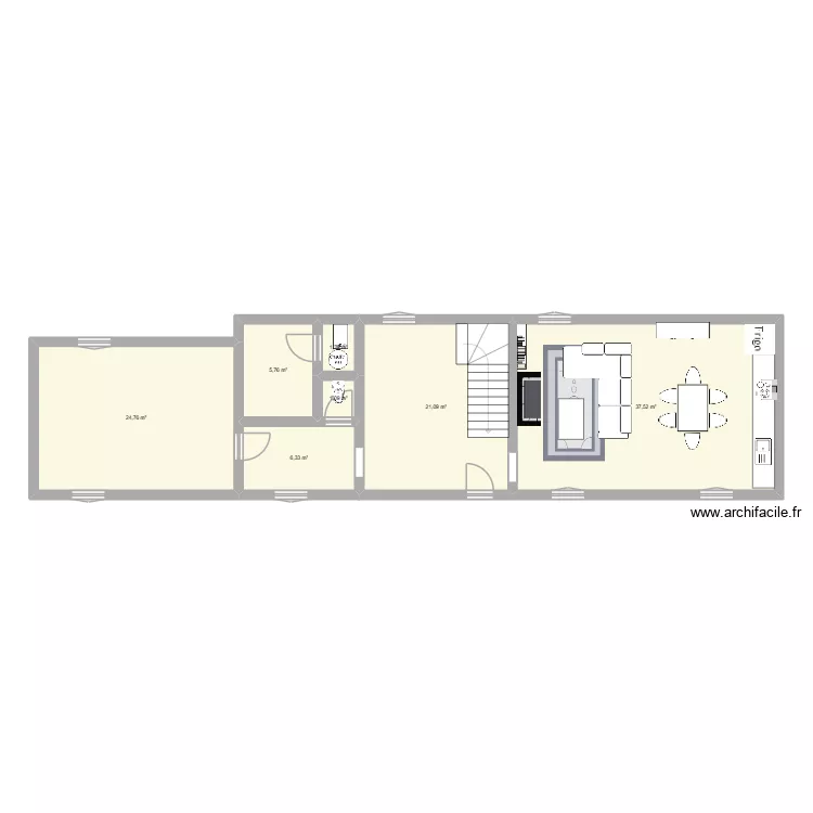 GILLES. Plan de 7 pièces et 98 m²