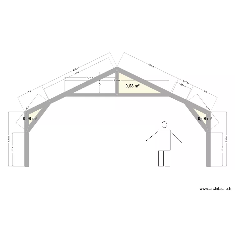 serre. Plan de 3 pièces et 1 m²