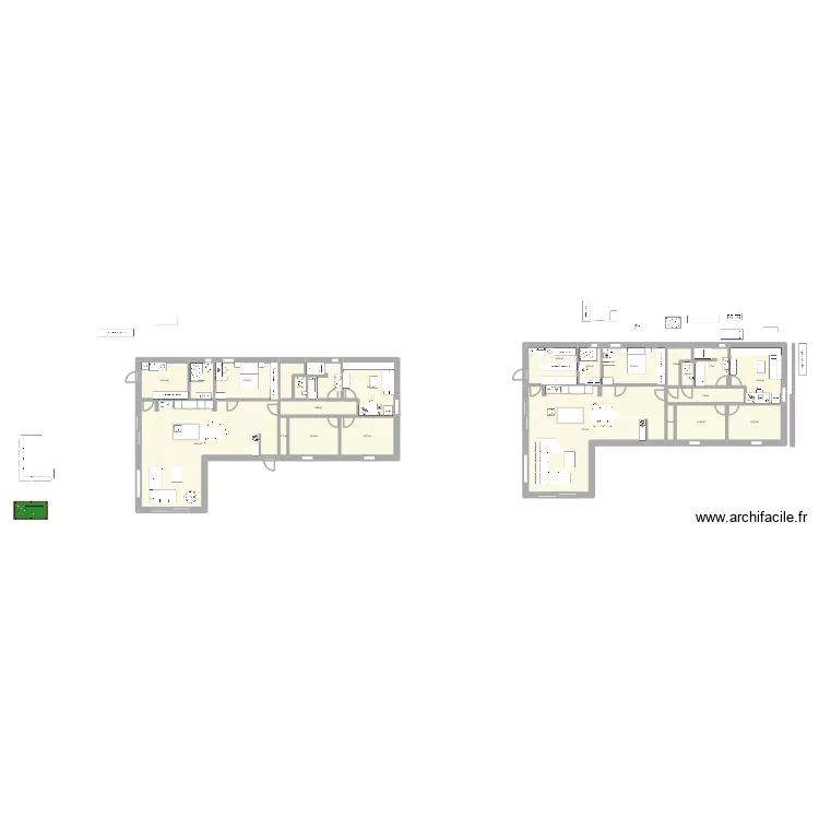 Duplex Invers&eacute; - V1. Plan de 23 pièces et 300 m²