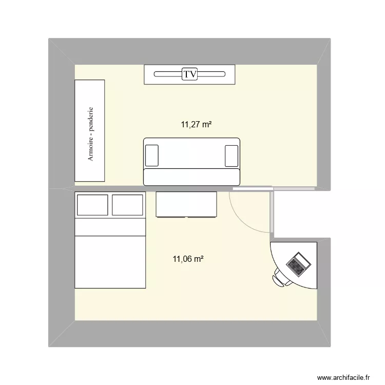Chambres haut. Plan de 