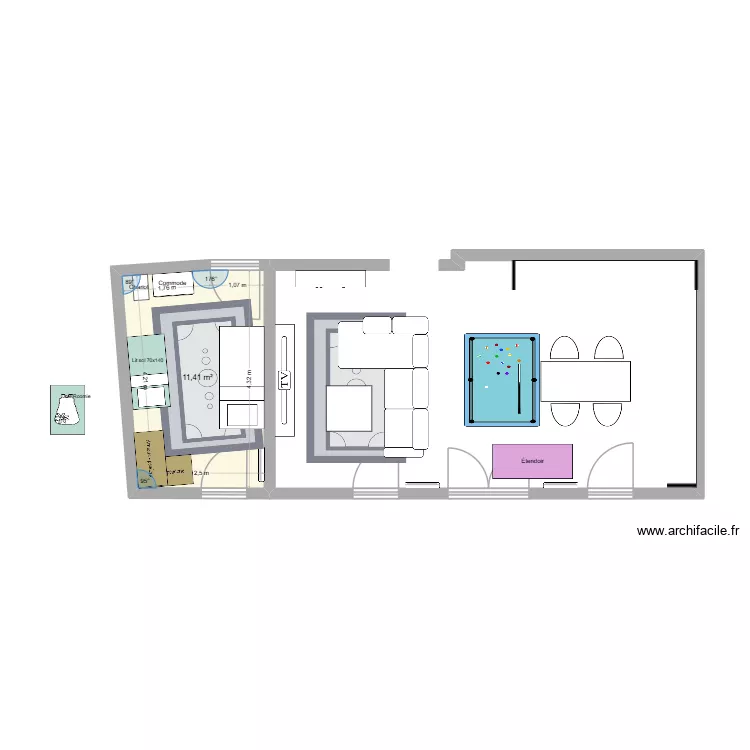 Chambre mini. Plan de 1  et 11 m²