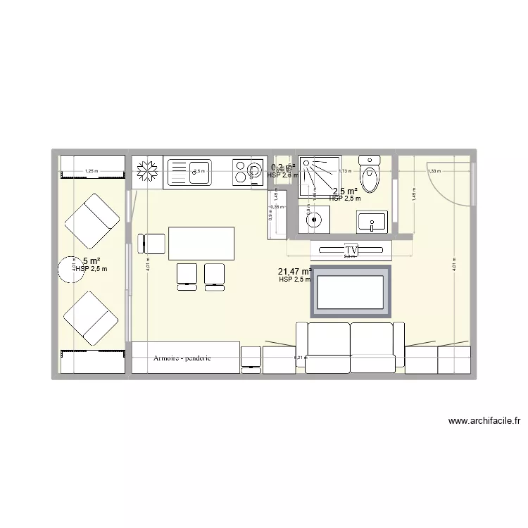 Appartement 24m2 Coll&eacute;gien. Plan de 4  et 29 m²