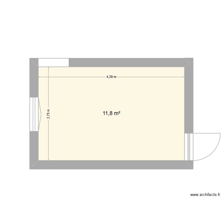 cuisine. Plan de 1 pièce et 12 m2