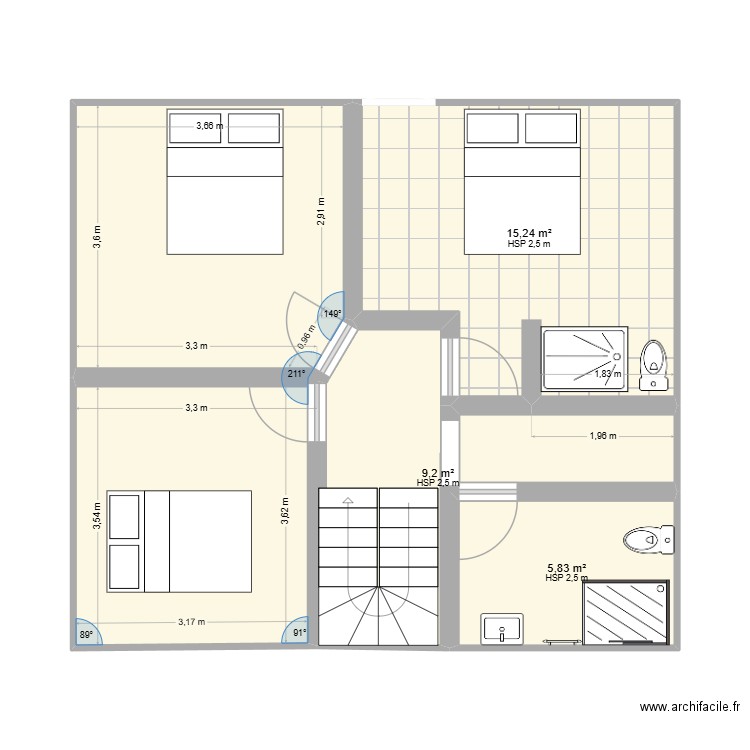 PLAN COMBLES BEAUMON. Plan de 4 pièces et 54 m2