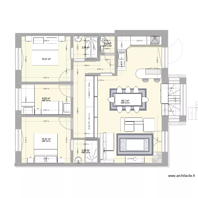 plan garage + &eacute;tage 7. Plan de 14  et 160 m²